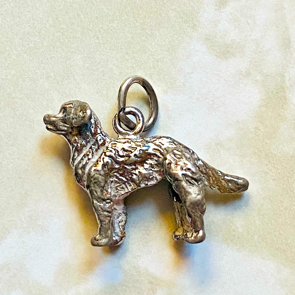Vintage 50’s Sterling Silver Labrador Doggy Charm For Bracelet Or Pendant